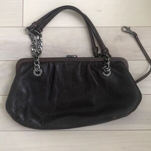 Michael Kors Kiss Lock Chain Double Strap Black Leather Purse Handbag
